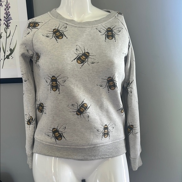 Gray Crewneck Sweater with Bee Print - Picture 1 of 5